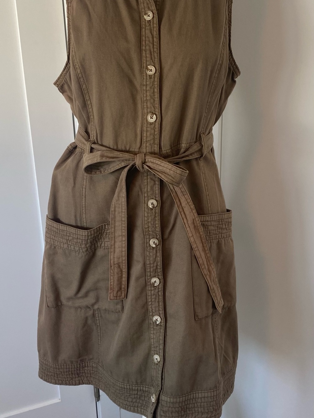 Anthropologie Sleeveless Button-Front Mini Dress in Brown